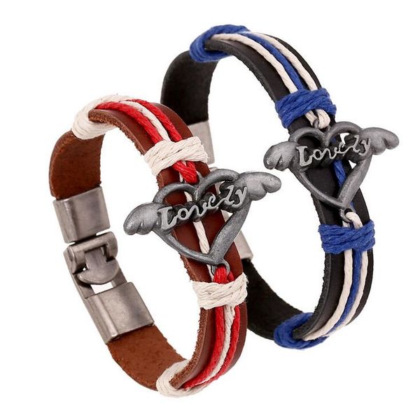

new arrival love alloy leather wrist band couple bracelet fb449 mix order 20 pieces a lot slap & snap bracelets, Silver