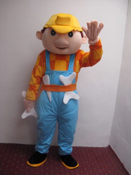 

real pictures deluxe bob the builder mascot costume fancy carnival costume ing, Red;yellow
