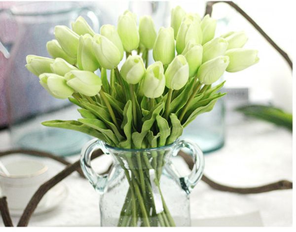 Acheter Livraison Gratuite Vivid Pu Mini Tulipe Fleur Touche Réelle De Mariage Bouquet De Fleurs De Soie Artificielle Fleurs Pour La Décoration De