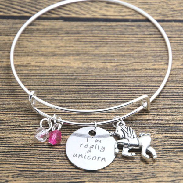 

12 шт./лот Единорог браслет . Я действительно Единорог серебряный тон кристаллов. Р