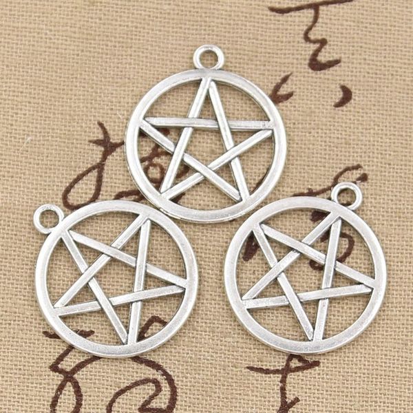 

wholesale-99cents 8pcs charms star pentagram 24*24mm antique making pendant fit,vintage tibetan silver,diy bracelet necklace, Bronze;silver