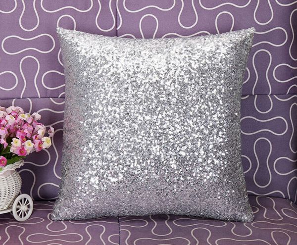 

solid color sequins pillow europe luxurious glitter decorative case home car comfortable decorative waist cushion cover pillow case