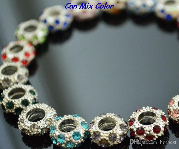 

new style can mix color big hole sdfwe spacer wheel beads crystal european bead bracelet fit bracelet rhinestone loose jewelry y2532