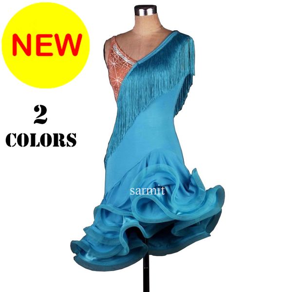 

latin dance dress women samba dance costumes tango salsa dress samba costume 2 choices d0367 sleeveless tassels, Black;red