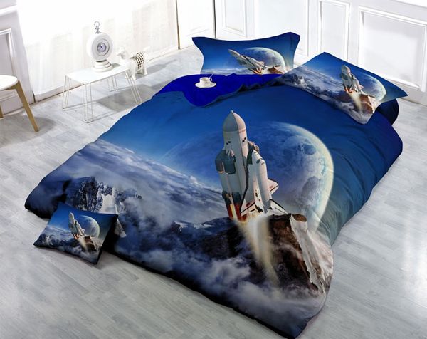 Grosshandel Benutzerdefinierte Zeichnungen Konnen Massgeschneiderte 3d Space Shuttle Baumwolle Satin 4 Teilig Bettbezug Sets Bettwasche Sets Von Jsntlu