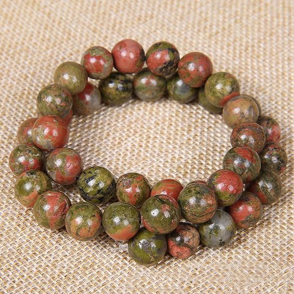 Newest 4//6//8//10//12mm Natural Stone Flower green Round Loose beads fit bracelet