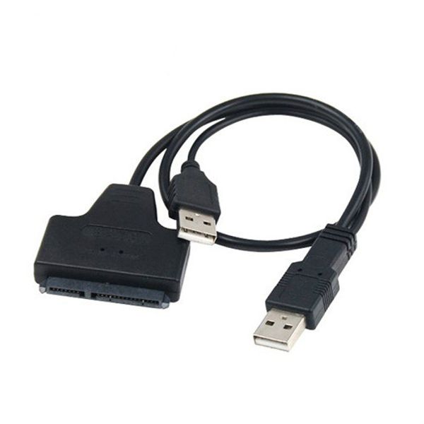 Doppio cavo USB 2.0 A a SATA 22 pin 2.5 Driver disco rigido Connettore adattatore HDD con cavo di alimentazione 100 pezzi