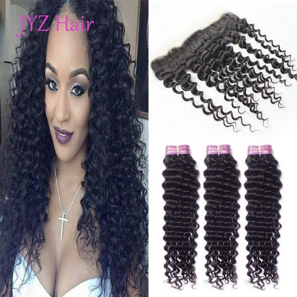 

дешевые малайзийские индийские волосы девственницы 3 пучки с 13x4 кружева фронтальная закрытие перуанский бразильский глубокая волна девстве, Black;brown