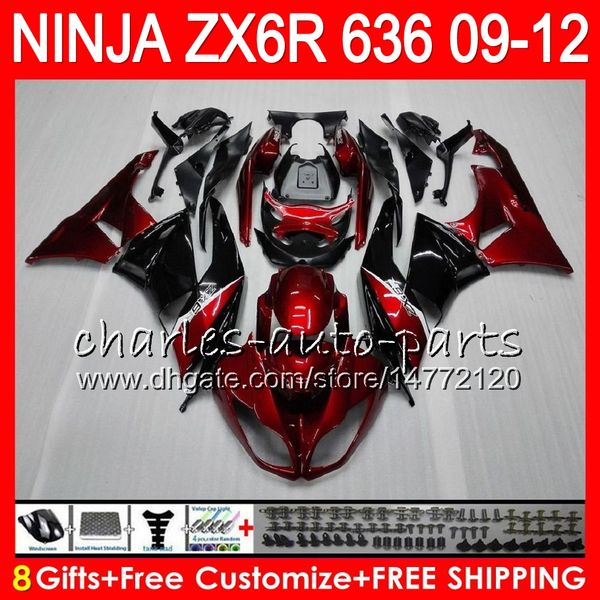

8gift 23color for kawa aki ninja zx636 zx6r 09 10 11 12 600cc 25no2 zx 636 zx 6r drak red zx 636 zx 6r 2009 2010 2011 2012 fairing kit