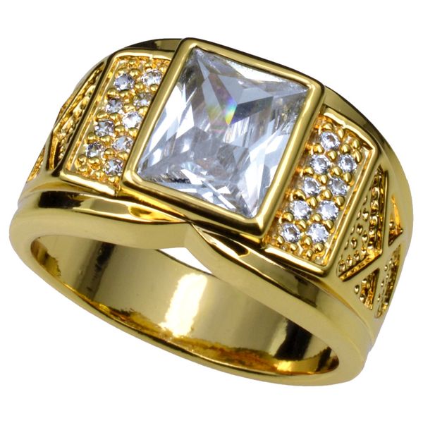 

men's 18k yellow gold filled ring clear zirconia cubic size8-15 r206, Silver