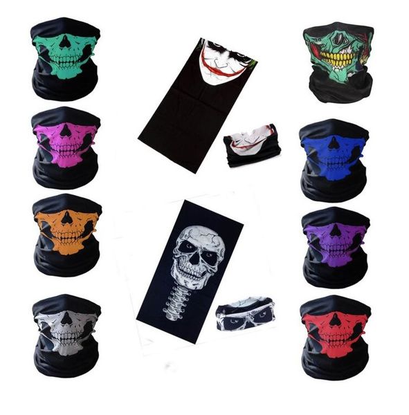 New 14 styles Motorcycle bicycle outdoor sports Neck Face Cosplay Mask Skull Mask Full Face Head Hood Protector Bandanas Party Masks C012