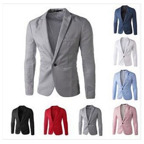 

wholesale- new arrival mens slim fit blazer jacket korean stylish single button men suit costume veste homme, White;black