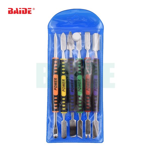 6pcs / set duplas extremidades de metal SPUDGER Set para iPhone iPad Tablet Mobile Phone Prying Abertura Repair Tool Kit Mão Tool Set 20set / lot