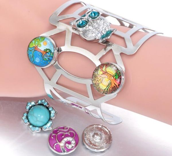 

3pcs/lot new geometric asymmetry cuff new diy 18mm noosa button bracelet bangle snap button bracelet diy jewelry fit 18mm charm nice jewelry, Black