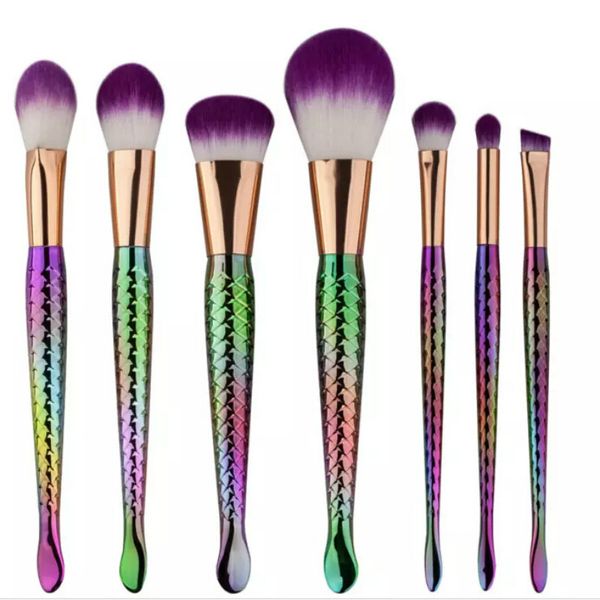 

wholesale 7pcs purple makeup brushes set honeycomb rainbow handle cosmetic foundation eyeshadow brush beauty tools kit