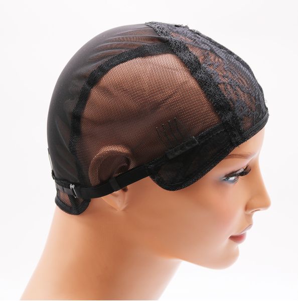 

diydiy double lace wig caps for making wigs and hair weaving stretch adjustable wig cap black dome cap for wig hair net, Black;brown