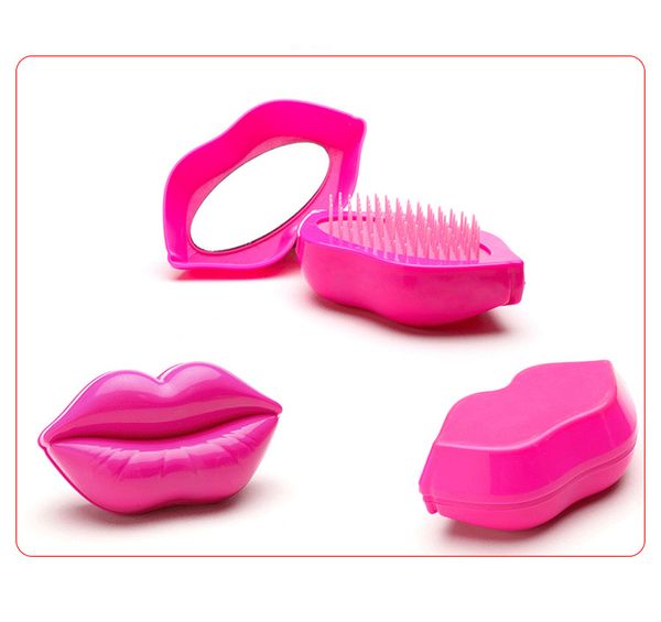 

2018 limited direct selling hairbrush girls makeup brush and mirror sets fashion big mouth style hair tools care comb 2706, Silver