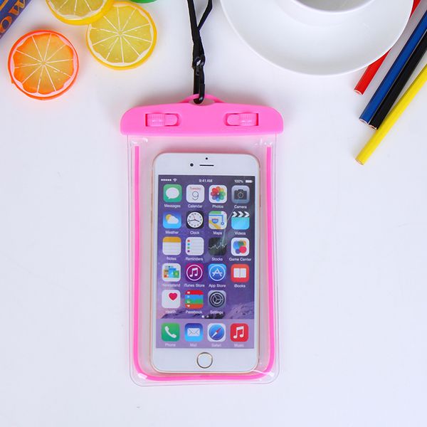 

3000pcs universal glow in dark waterproof pouch for iphone7 plus for samsung galaxy j5 s5 case cover swim waterproof phone pouch fluorescent