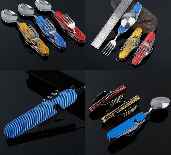 Многофункциональная складная столовая посуда Съемный комбинированный нож Наружные кухонные инструменты складная вилка и ложка Швейцарский армейский фруктовый нож M720