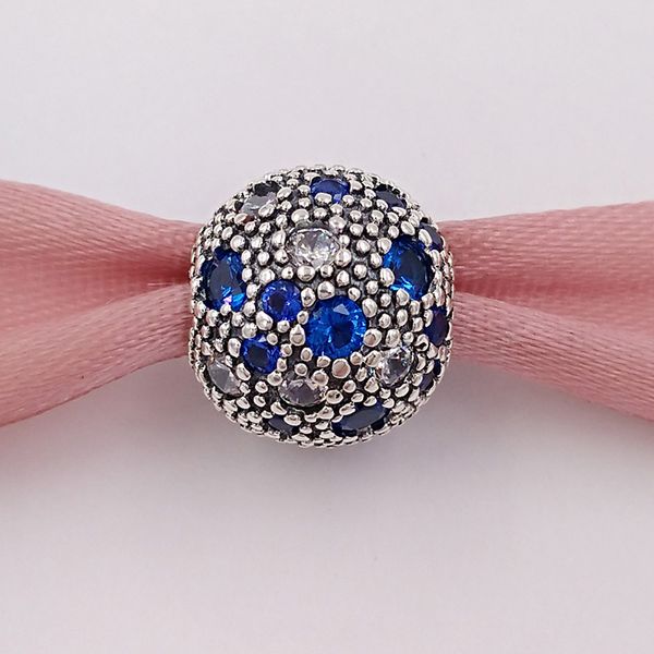 

Аутентичные 925 серебряные бусины синий космические звезды Шарм клипы подходит Ев