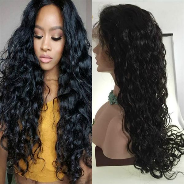 

8a glueless lace front human hair wigs for black women wet and wavy brazilian full lace wigs with baby hair lace front wig, Black;brown