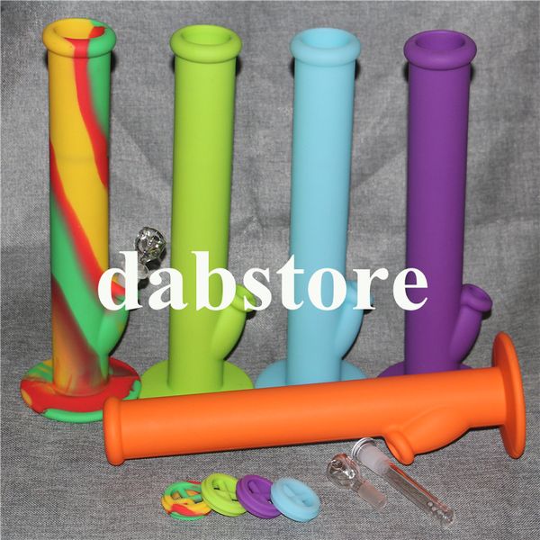 DHL Livre Silicone Bongs Tubulações De Água 8 Cores Bongos De Vidro De Silicone Tubo de Água Tubos de Água Bongos de Vidro Colorido Transporte Rápido