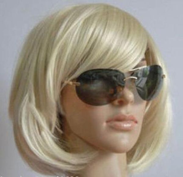 

gt;>>new wig cosplay nobby short blonde synthetical women's wig, Black;brown
