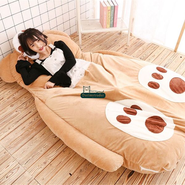 Dorimytrader 180cm x 120 cm pop fofinho desenhos animados sorrindo urso pelúcia beanbag mole cama tatami saco de dormir sofá colchão presente de tapete