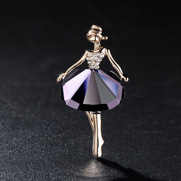 

wholesale- beautiful princess ballerina brooch exquisite brooch bling gem brooch wedding bridal rhinestone dresses ballet girl jewelry, Gray