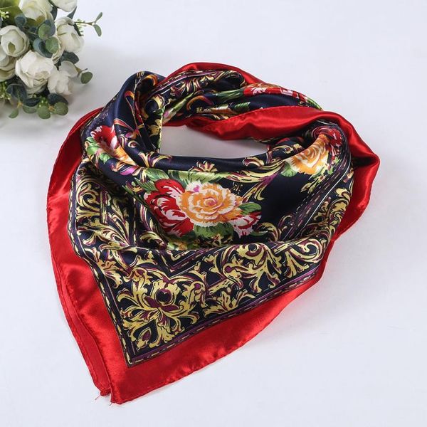 

wholesale- fashion women lady floral printed square scarf head wrap shawl women neckerchief printing sunscreen square polyester 90*90cm, Blue;gray