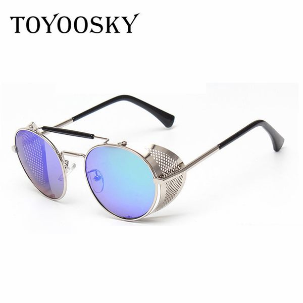 

wholesale- toyoosky steampunk sunglasses women round glasses goggles men side visor circle lens vintage style punk oculos de, White;black