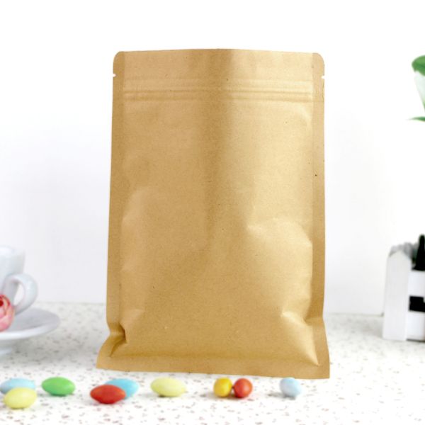 

sale 100pcs lot 10sizes kraft paper brown packaging bag flat bottom zipper packing bags zip lock retailer package free