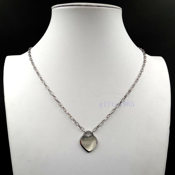 

cute heart theme necklace stainless stell chain women's fashion charm, Silver