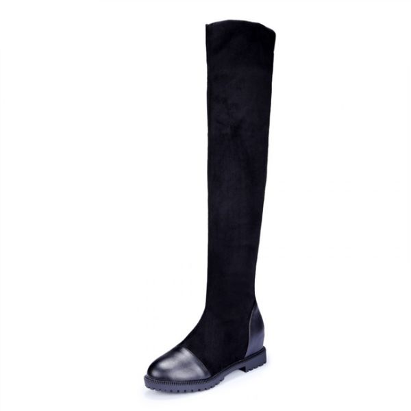 

winter new women's nightclub knight boots woman korean version fashion simple thick bottom knee boots female boots, Black