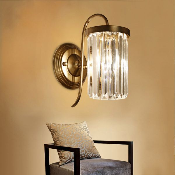 

american classic crystal lamp living room bedroom bedside lamp landing entrance balcony light retro background wall lamps