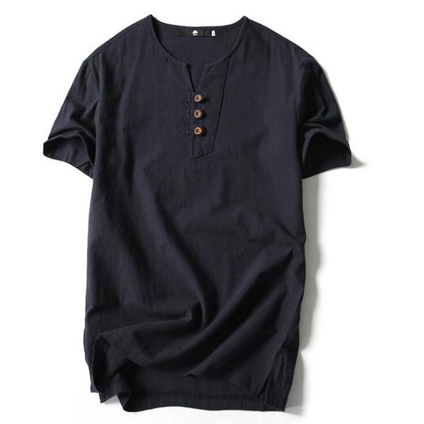 

Chinese style tshirt for men summer plus size loose cotton short sleeve v neck t shirt for men fashion poloshirt shirt men free shipping
