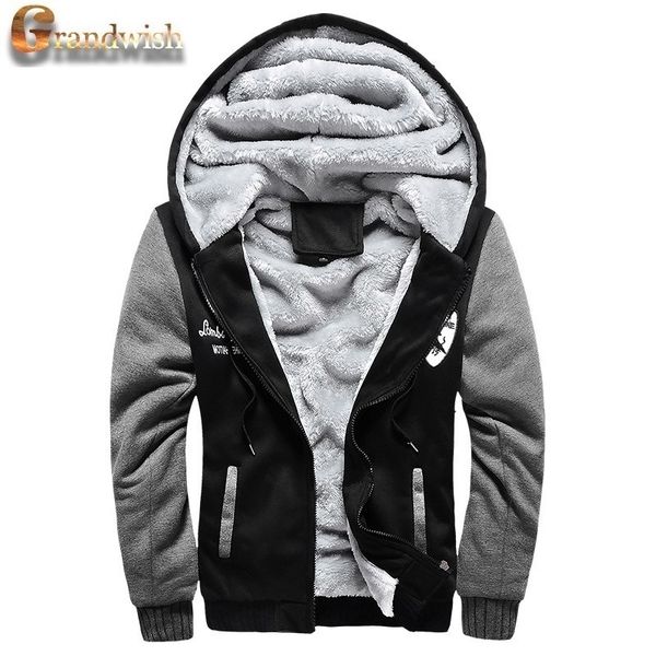 

wholesale-2016 new wool liner men's hooded winter outwear patchwork warm men sweatshirts plus size exercise suit wear for men, ca141, Black