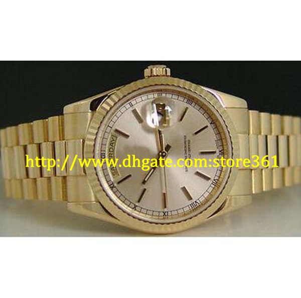

store361 new arrive men's 18kt gold president champagne dial 118238, Slivery;brown
