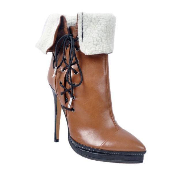 

kolnoo womens high heel fashion mid calf boots solid decoration shoes handmade for wedding party dress winter boots brown xd263, Black