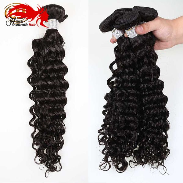 Hannah-Produkt Peerless Indian Virgin Hair Deep Wave 3 Bundles Virgin Indian Deep Curly Hair Rohes, unverarbeitetes Virgin Human Hair Extensions
