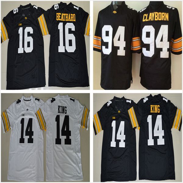 

NCAA Iowa Hawkeyes College 14 Desmond King Football Jerseys 12 STANZI 94 Adrian Clayborn Jersey Men Team Black Away White