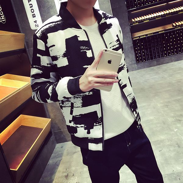 

wholesale- new 2016 spring fashion color block baseball uniform slim fit jacket men veste homme men's clothing plus size m-5xl /jk6, Black;brown