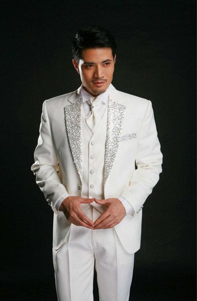 

groom tuxedos groomsmen one button notch lapel man suit wedding men's blazer suits custom made (jacket+pants+vest+tie) k187, Black;gray