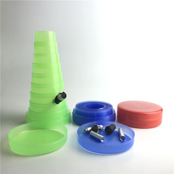 1,3 ila 8 inç katlanabilir izleme bongları ile plastik bong su boruları yeşil kırmızı mavi berrak plastik yağ kuleleri sökücü metal borular