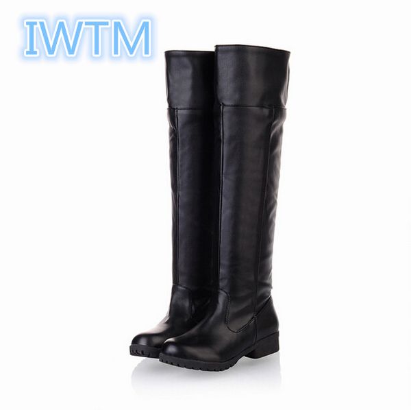 

wholesale-plus size 35-43 new fashion 2016 winter women flat boots women's knights boots attack on titan cosplay boots iwtm-3139, Black