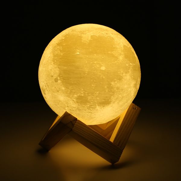 

Перезаряжаемые 3D печати Луна лампа 2 цвета изменить сенсорный переключатель спальня книжный шкаф Ночной свет домашнего декора творческий подарок
