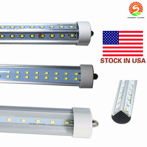 

stock in us +double rows 72w 8 feet t8 led tubes single pin fa8 8ft led tube lights t8 led fluorescent tube 85-265v