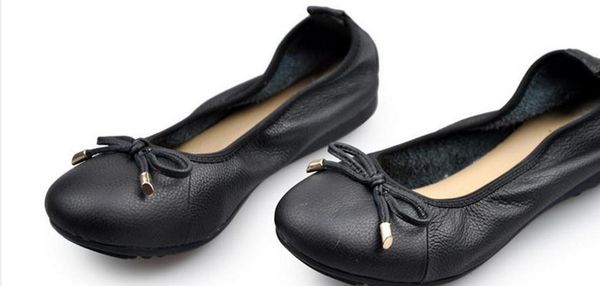 

comfortable flat shoes size code round head light mouth single soft bottom shoes furuisource, Black