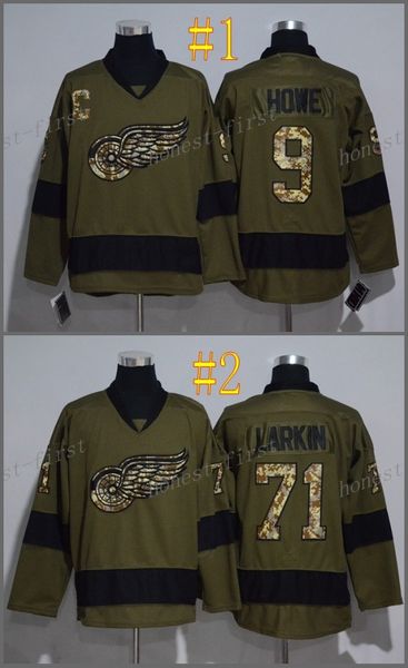

Detroit Red Wings #9 Gordie Howe #71 dylan larkin army green 2017 Hockey Jerseys Ice Winter Home Away Jersey Stitched Drop Shipping