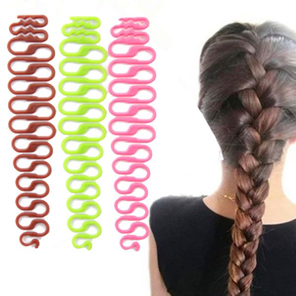 

2pcs/ lotfashion women twist styling hair braider creative magic hair braid tool holder clip new wave hair disk braider, Brown